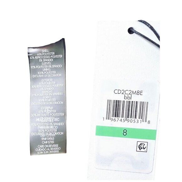 Calvin Klein Womens Black Sequin Short Sleeve Sheath Cocktail Dress Sz 8 New - Picture 9 of 10